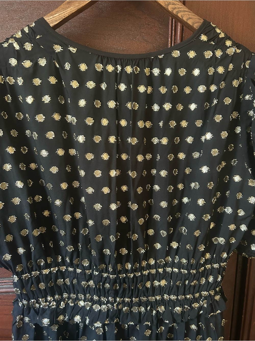 NWOT Shoshanna Elia Black & Gold Metallic Clip Dot Cocktail Mini Dress Size 6 - Picture 7 of 8